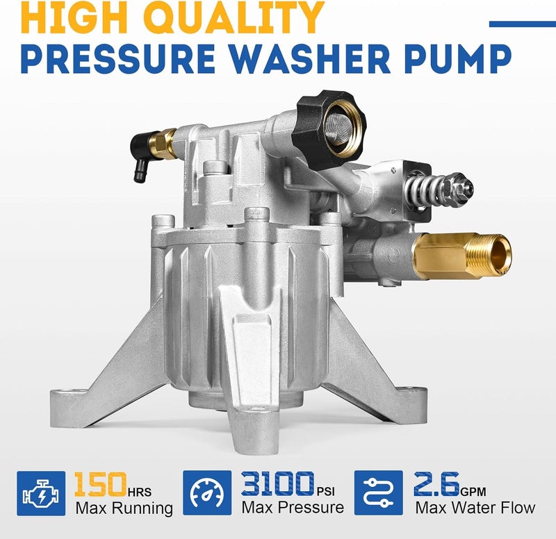 TOOLCY 7/8" Shaft Vertical Pressure Washer Pump - Rear Inlet/Outlet Max 3100 PSI @ 2.5 GPM OEM & Power Washer Pump for Gas Washer, More Replacement for Simpson, Ryobi, Honda etc - Image 5